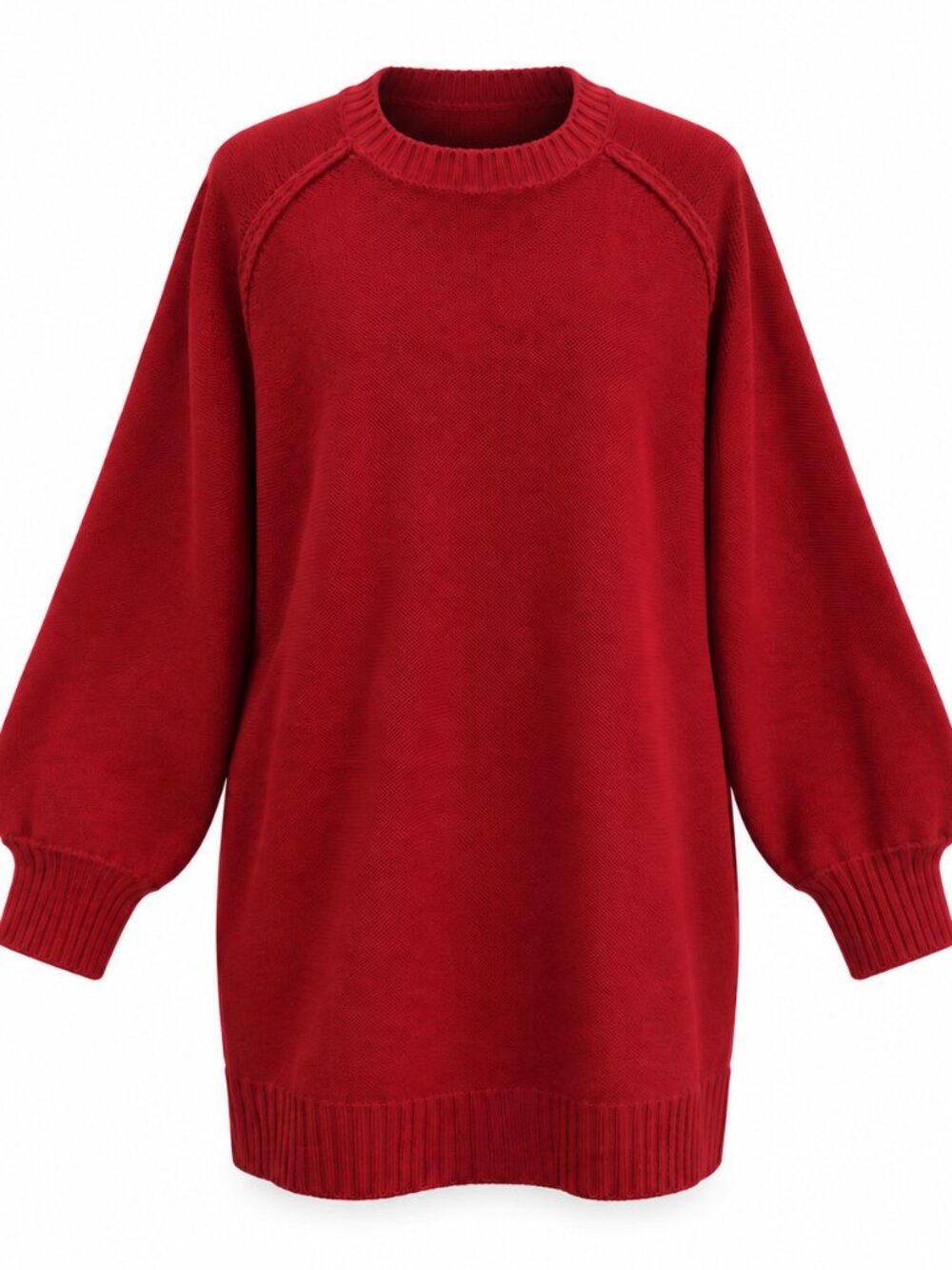 Unisex Burgundy Raglan Crewneck Knit Sweater New L